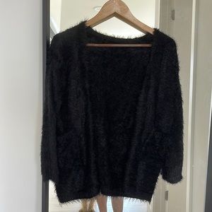 Black fuzzy cardigan